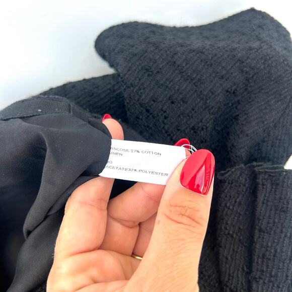 Carolina Herrera New York Tweed Boucle Black Designer Knee Length Skirt 12 - Picture 8 of 9